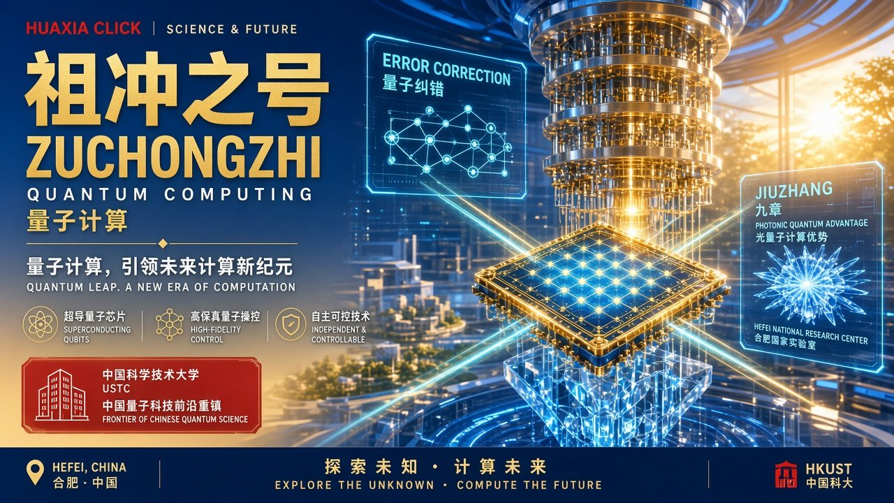 Bright Chinese quantum computing Zuchongzhi editorial illustration