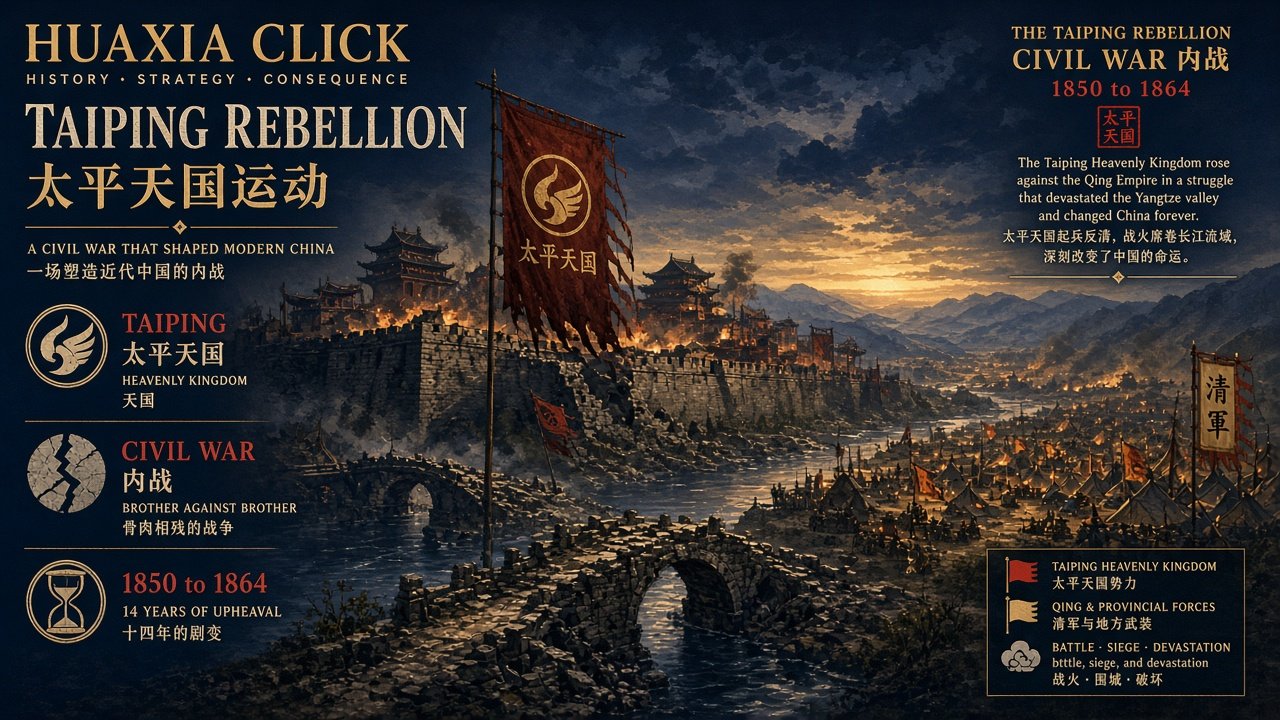 Taiping Rebellion editorial illustration, bilingual